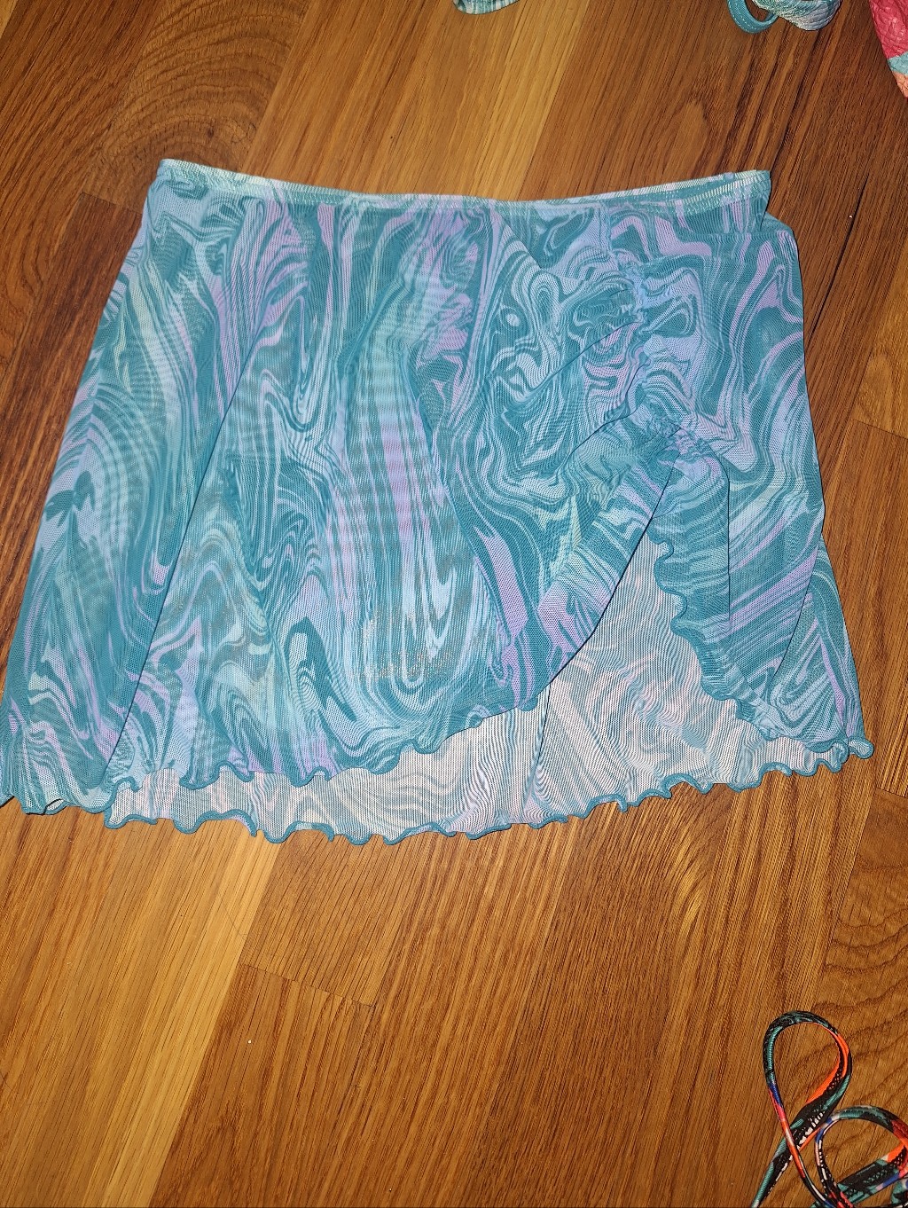 Art Class Teal & Lavender Swirl Kids Swim Coverup Skirt